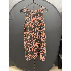 Geometric Black and Brown Linen Mini Dress